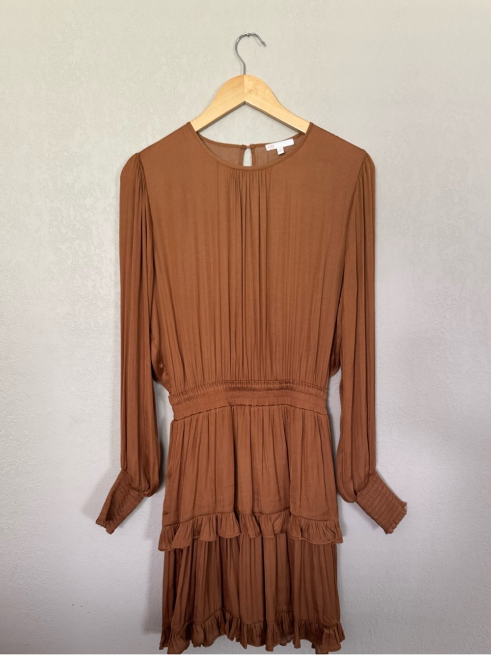 GB Long Sleeve Smoked Tiered Dress